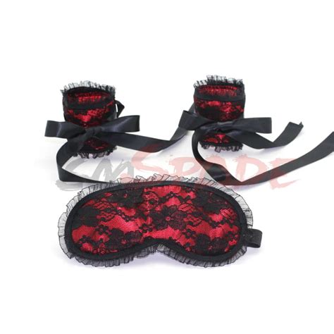 Smspade New Blackredpinkpurple Lace Blindfold Wristcuffs Handcuffs