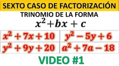 Factorizacion Trinomio De La Forma X Bx C Video Youtube