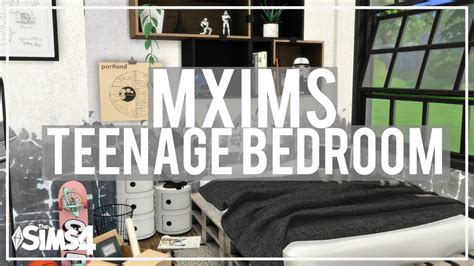 The Sims 4 Room Build Mxims Teenage Bedroom Cc Links Youtube