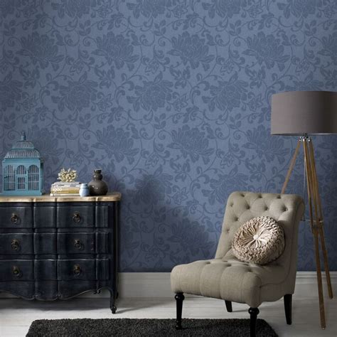Superfresco Easy Blue Paper Floral Wallpaper In The Wallpaper