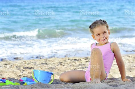Toddler Girl At Beach Stock Photo Download Image Now Activity