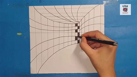 How To Draw 3d Tunnel Drawing Optical Illusion Tutorial By Fun