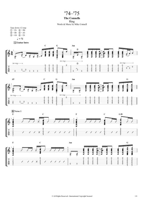 Tablature 7475 De The Connells Guitar Pro Full Score Mysongbook