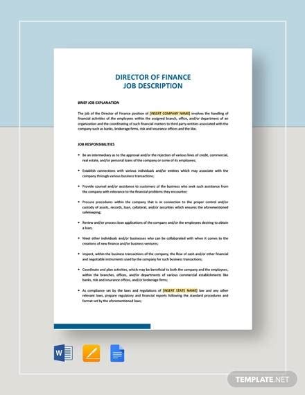 A personal assistant, also referred to as personal aide (pa) or personal secretary (ps), is a job title describing a person who assists a specific person with their daily business or personal tasks. FREE 10+ Finance Director Job Description Samples in MS ...