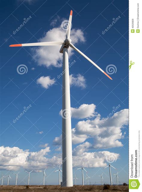 Wind Turbine Farm Over The Clouded Sky Stock Image Image Of