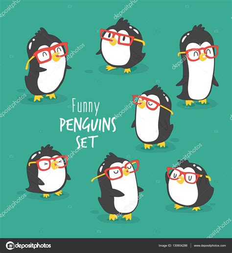Cute Penguins Set — Stock Vector © Lenkaserbina 130604286