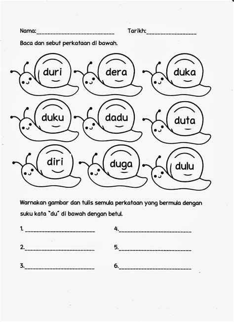 Contoh kosa kata prasekolah (bahasa malaysia). PRASEKOLAH SK PULAPAH: Lembaran Suku Kata Baru.