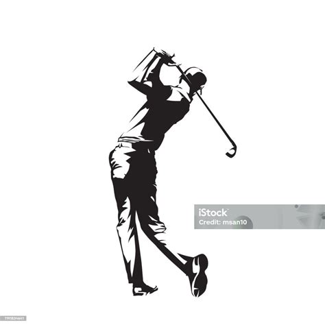 Golf Player Isolated Vector Silhouette Golfer Logo Stock Illustration