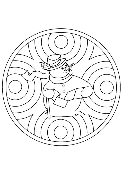 Coloriage mandala noel bonhomme neige