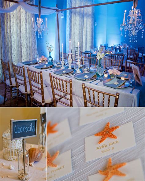 The best in wedding décor including candle holders, candy buffet supplies, photo backdrops and so much more! Elegant beach inspired wedding reception decor