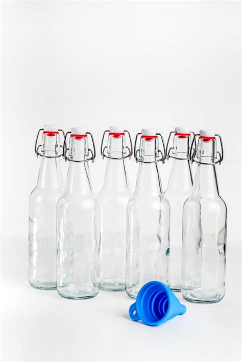 Flip Top Glass Bottles Pack Of Six 6 With Rubber Funnel Joshua Tree Kombucha