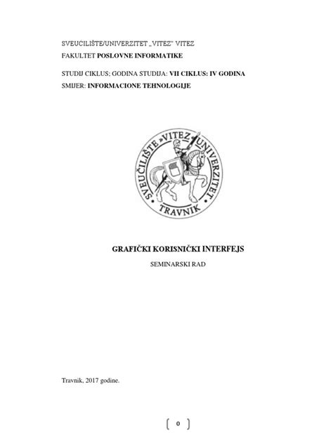 Seminarski Rad Grafički Korisnički Interfejs