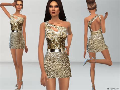Gold Sequined Dress By Puresim At Tsr Sims 4 Updates