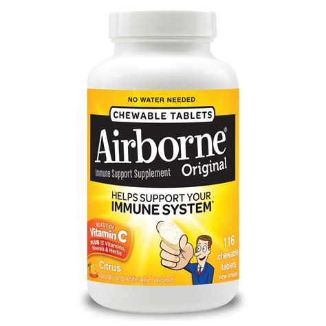 Airborne Citrus Chewable Tablets 116 Count 1000mg Of Vitamin C Immune