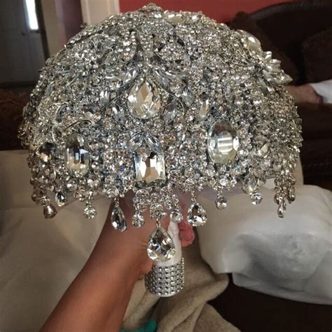 Luxury Full Jeweled Silver Brooch Bouquet By Memorywedding Etsy
