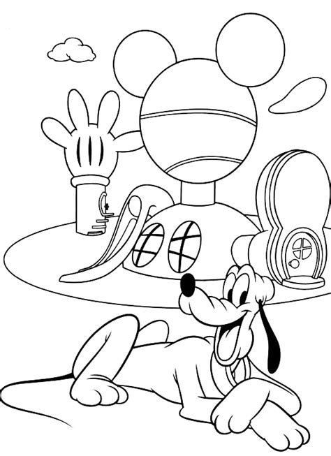 Tutti vogliono raggiungere la topo palla in cielo e ognuno sceglie il mezzo. Disney Classici - Pluto davanti alla casa di Topolino
