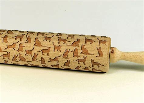 Engraved Rolling Pin Wooden Laser Cut Any Pattern Cookies Embossed