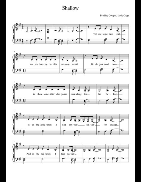 Shallow Sheet Music For Piano Download Free In Pdf Or Midi