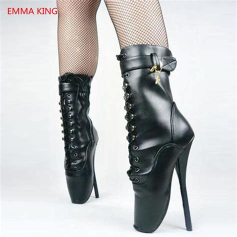18cm Extreme High Heels Boots Hoof Heelless Ballet Ankle Boots Pointed