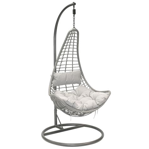 Shop with afterpay on eligible items. Patio Outdoor Grey Rattan Hanging Swing Chair With Grey ...