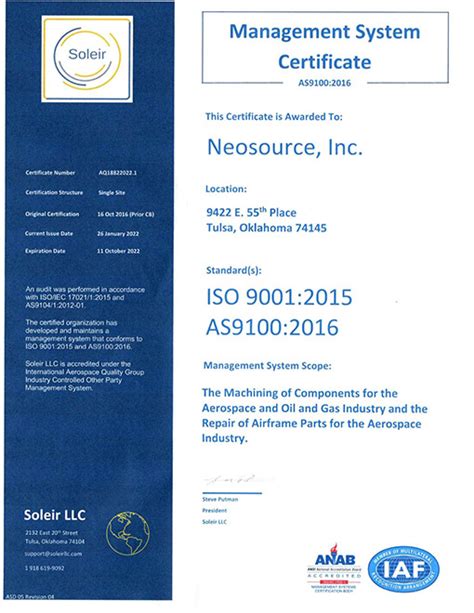 Certifications Neo Source