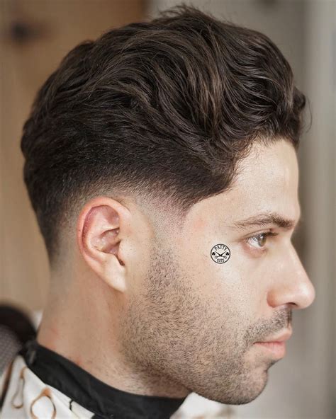 Very Low Fade With A Wavy Sweep Back Menshaircuts Fadehaircuts Fade