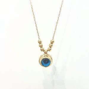 14K Real Solid Gold Lucky Evil Eye With Three Balls Blue Eyes Tiny