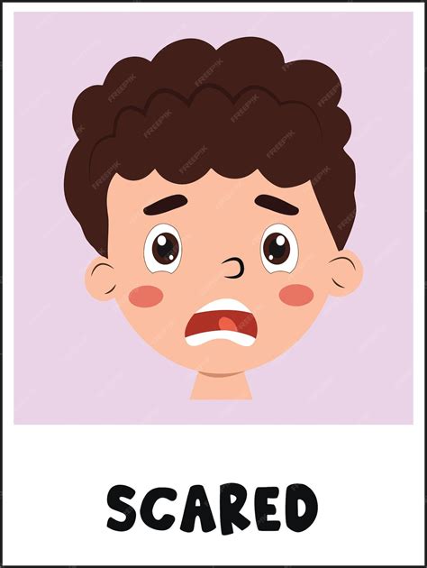 Premium Vector Scared Face Cartoon Flashcard