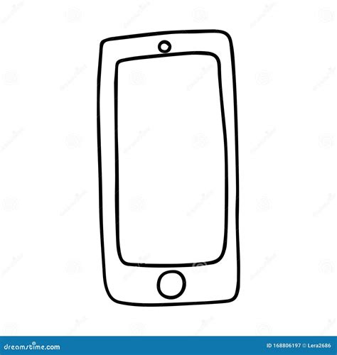 Doodle Style Smartphone The Phone Is Drawn By Hand And Isolated On