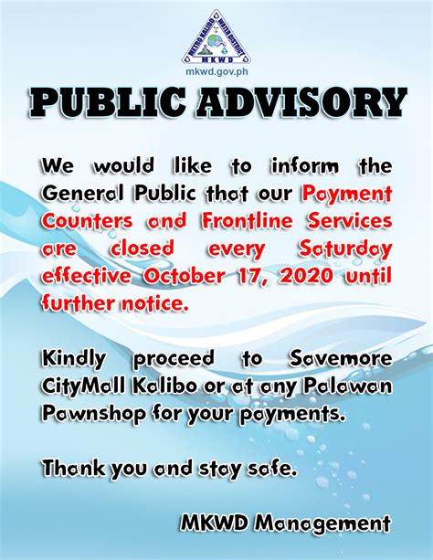 Public Advisory Metro Kalibo Water District