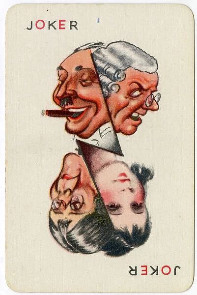 Strip Tease Card Game Joker Card Featuring The Four Heads