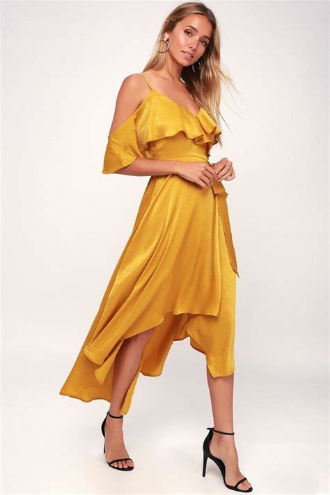 It enables the website to remember your actions and preferences (such as login, language, font size and other display preferences) over a period of time. Ad: Layla Mustard Yellow Satin Off-the-Shoulder Wrap Dress ...