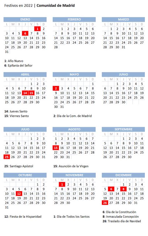 Calendario Festivos Madrid 2022 Prize Imagesee