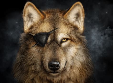 Wolves eyes can have colors ranging from grey, green, yellow, amber, orange eyes wolf animal photography animals wild cute animals my spirit animal wolf eyes. Wolf with an Eye Patch HD Wallpaper | Background Image | 2000x1470 | ID:755442 - Wallpaper Abyss