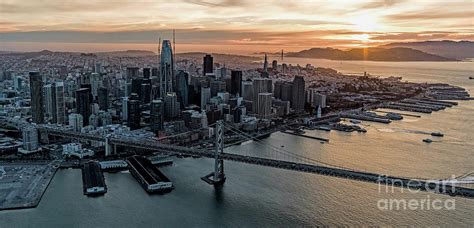 San Francisco City Skyline At Sunset Aerial Photograph By David Oppenheimer