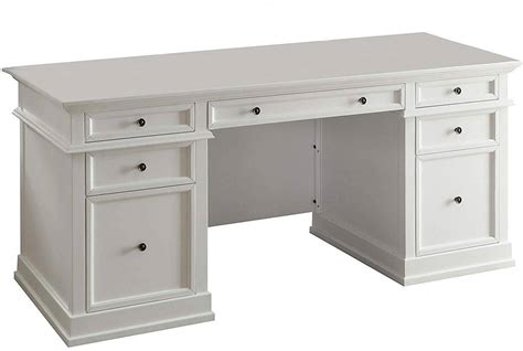 Rectangular white 5 drawer writing desk with locking feature. Office Desk Contemporary White Daiki 92255 Acme (92255)