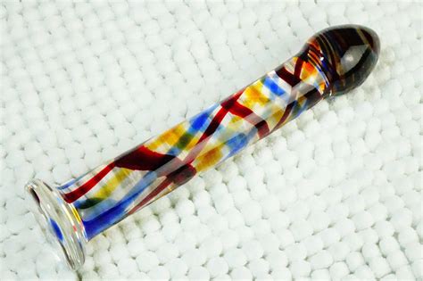 6 75 Inch Glass Dildo With Colorful Shaft Etsy