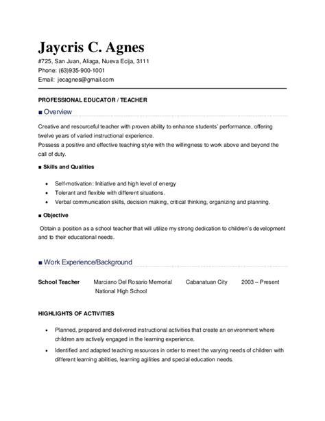 Write an engaging teacher resume using indeed's library of free resume examples and templates. Resume Sample For Teachers