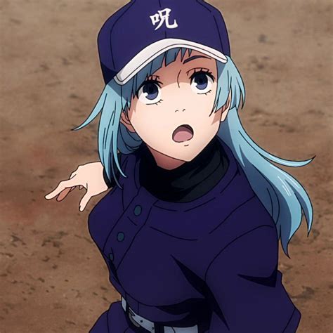 An Anime Character With Blue Hair Wearing A Baseball Cap And Looking Surprised At The Camera
