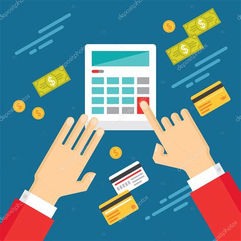 Human Hands With Calculator And Dollar Money Concept Illustration In