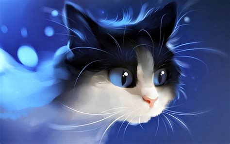 1080p Free Download Cat Art Black Animal Fantasy Water Apofiss