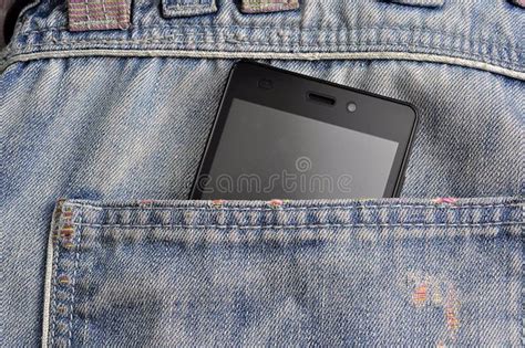Mobile Phone Cellphone In Back Pocket Blue Jeans Stock Image Image