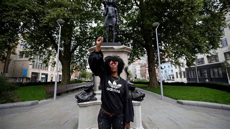 Statue Of Black Protester Is Raised In Place Of Bristol Slave Trader
