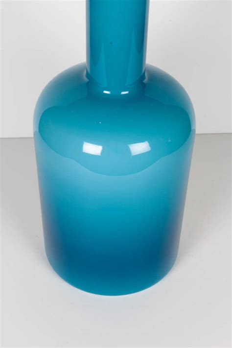 X Large Turquoise Cased Glass Vase By Otto Brauer For Holmegaard At 1stdibs