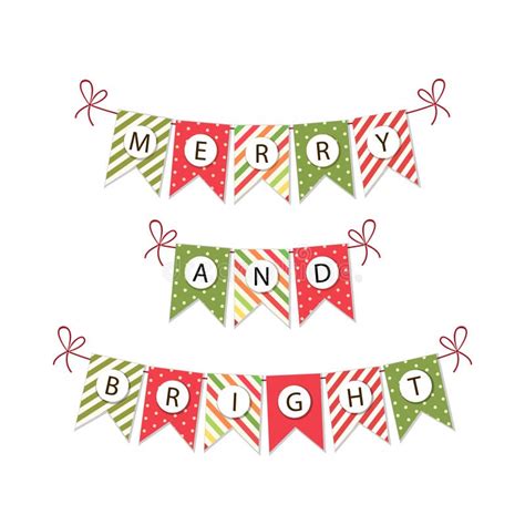 Festive Bunting Flags With Letters Merry Christmas In Traditional
