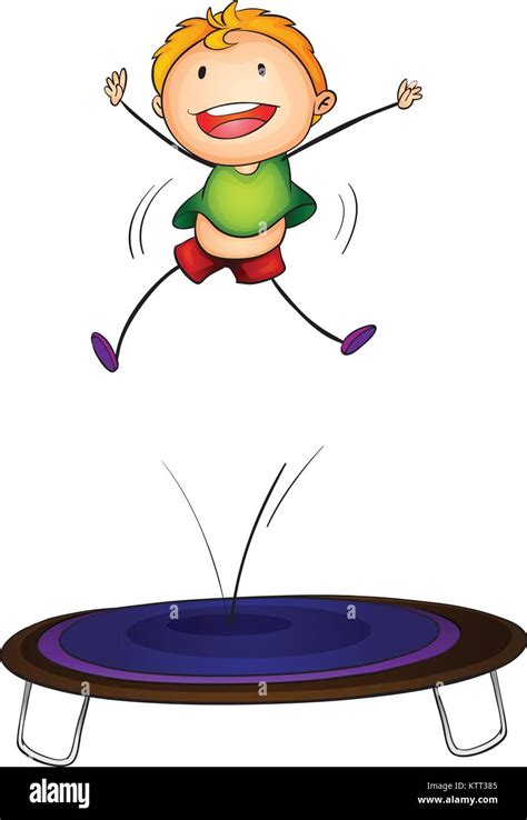Illustration Of A Boy Jumping On A Trampoline Stock Vector Image And Art