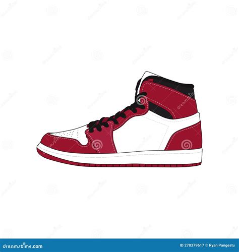 Red Sneaker Shoe Side View Isolated On White Background Stock Vector
