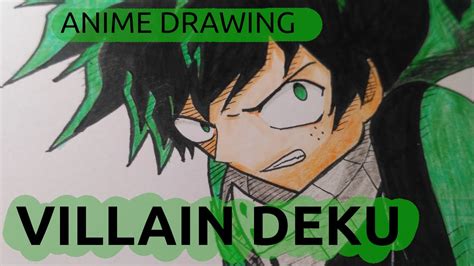 He's got a performance boosting drug in those gas canisters on his mask and uses his black the artist gives the original mouth guard design from the anime a more sinister look with sharp teeth contrasted by the villain!deku will forever make me happy with glee to draw. VILLAIN DEKU Drawing - Boku No Hero Academia | Anime Drawing - YouTube