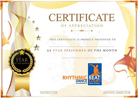 Performer Of The Month Certificate In Star