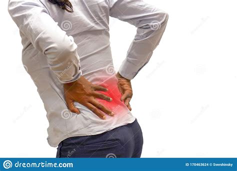 Young African Woman Pain At Lower Back Stock Photo Image Of Ache